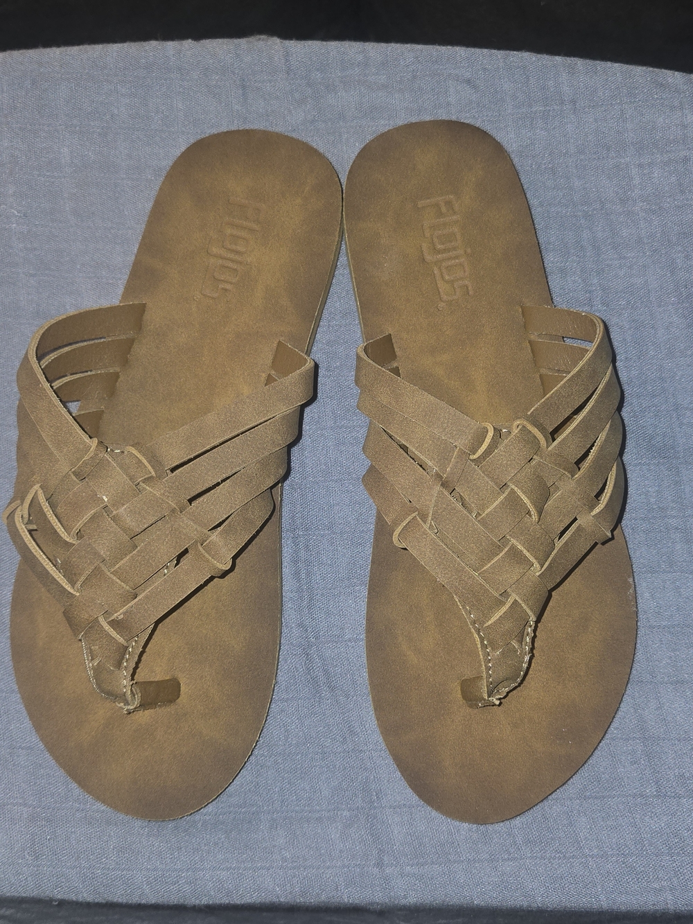 Flojos Brown Braided Toe-Loop Sandal Slides